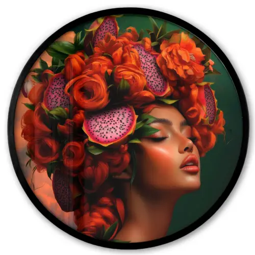 Vrouw - Drankenfruit - Rozen Fotolijst rond zonder passe partout klein -3d