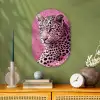Panter - Luxe - Roze Wandcirkel Ovaal Forex klein -sfeer2