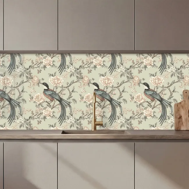 Bloem - Vogel - Kleurrijk keuken achterwand 2 middel 871 zz_3dshopping