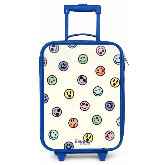 Speelse smiley-mix Kinderkoffer - Blauw klein -zz3dotto