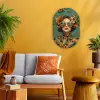 Vrouw - Bloemen - Vlinders - Natuur - Vintage Wandcirkel Ovaal Forex klein -sfeer4
