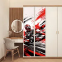 Kart - Coureur - Snelheid - Rood deurposter klein -sfeer3