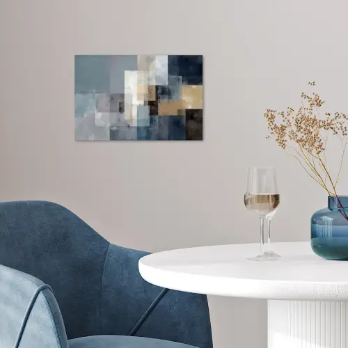 Rechthoeken - Abstract - Blauw poster papier klein -sfeer3