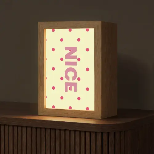 Nice - Stippen - Roze - Geel Light Box met kabel (Tafellamp) klein -z3d_website