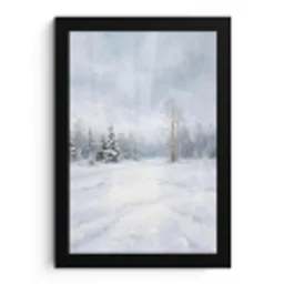 Bospad - Dennen - Sneeuw - Winter - Rustgevend fotolijst zwart zonder passe partout klein -3d