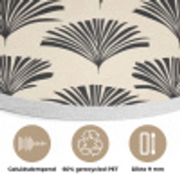 Waaiers - Botanisch - Zwart - Beige Akoestische PET Vilt - Rond klein 838 -closeup_NL