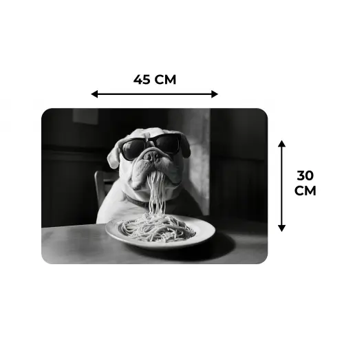 Hond - Bulldog - Pasta - Bril - Stoer - Dieren Placemat vinyl groot -specs