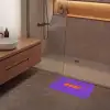 See the good - Oranje - Paars - Smiley Badmat klein -sfeer2