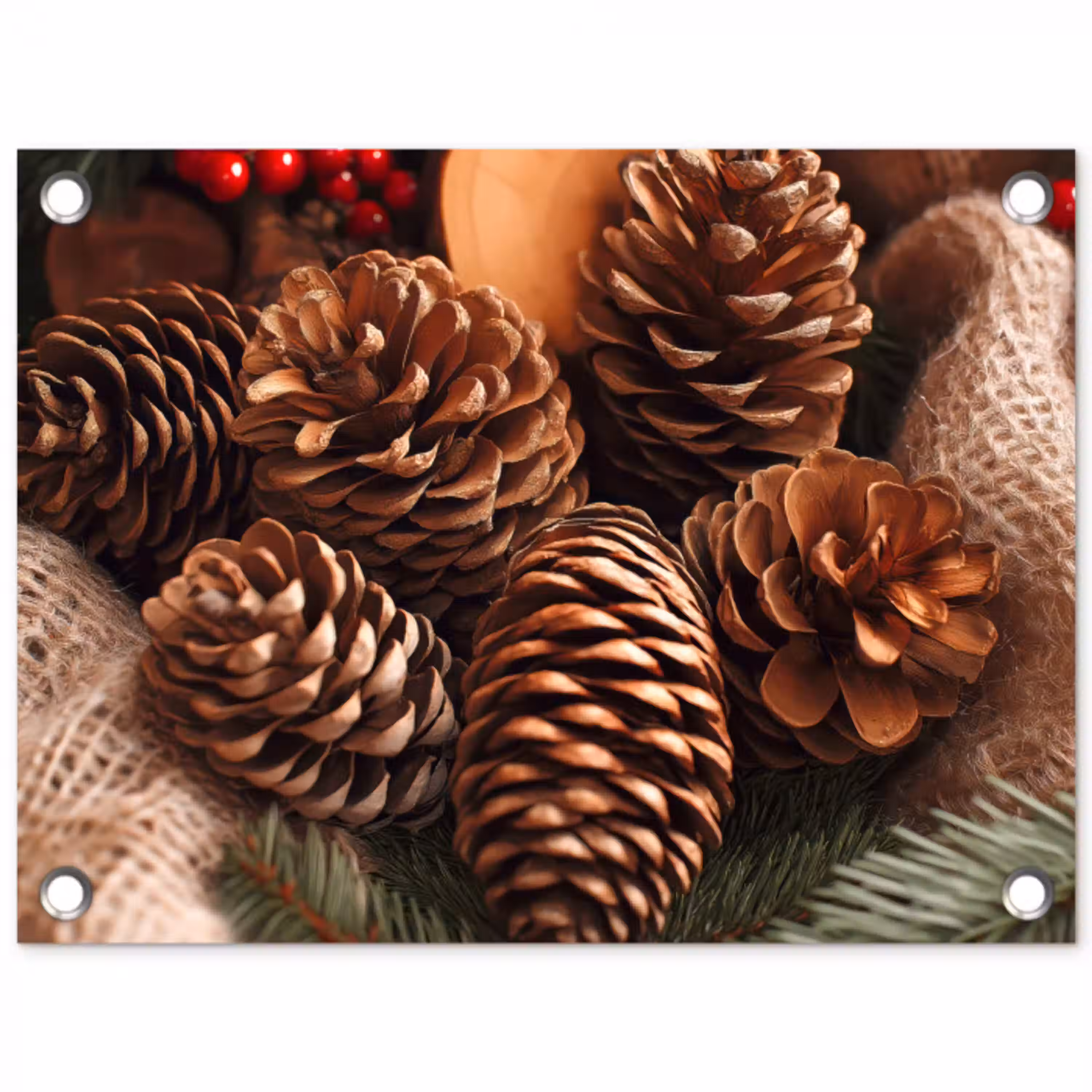 Dennenappels - Boom - Winter - Natuur - Bruin tuinposter los doek klein -3d