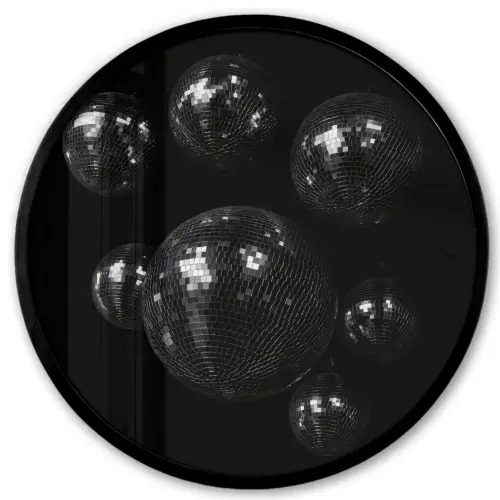 Discoballen - Minimalistisch - Zwart Fotolijst rond zonder passe partout klein -3d