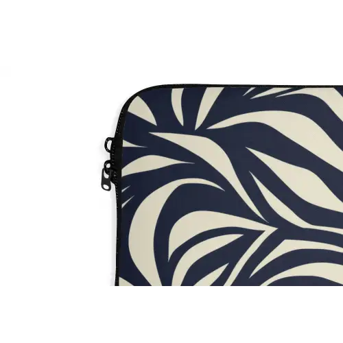 Bladvormen - Blauw - Patroon - Wit laptophoes neopreen klein 279 -detail