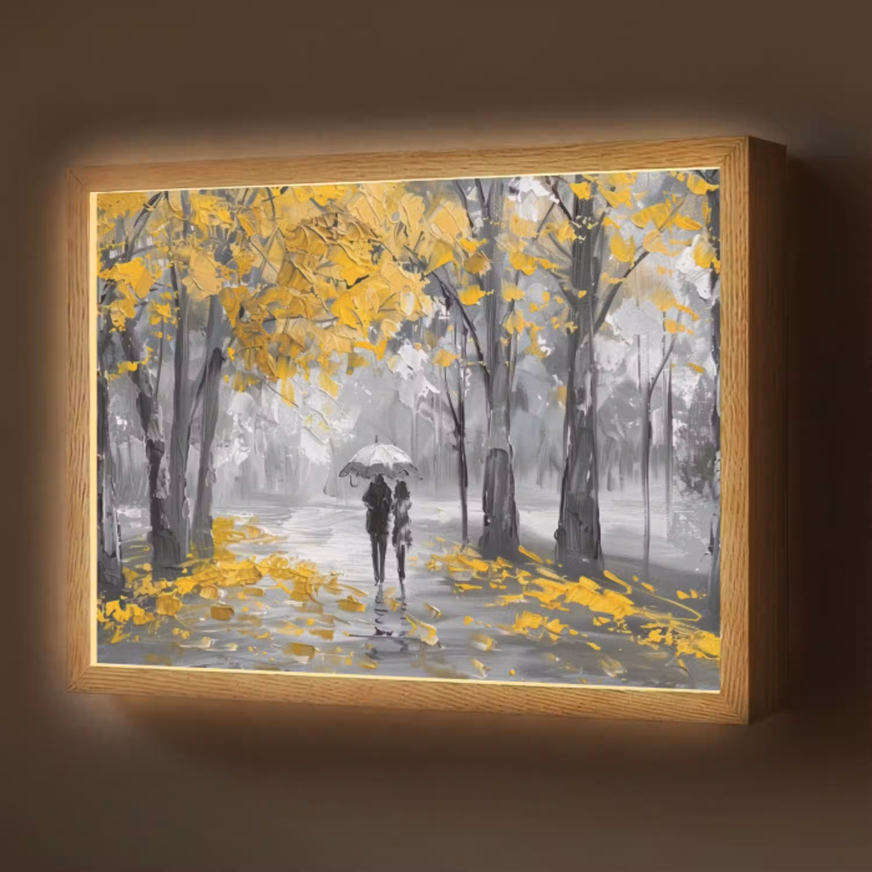 Natuur - Geel - Park -  Zwart - Wit Light Box met batterij (Wandlamp) middel -z3d_website