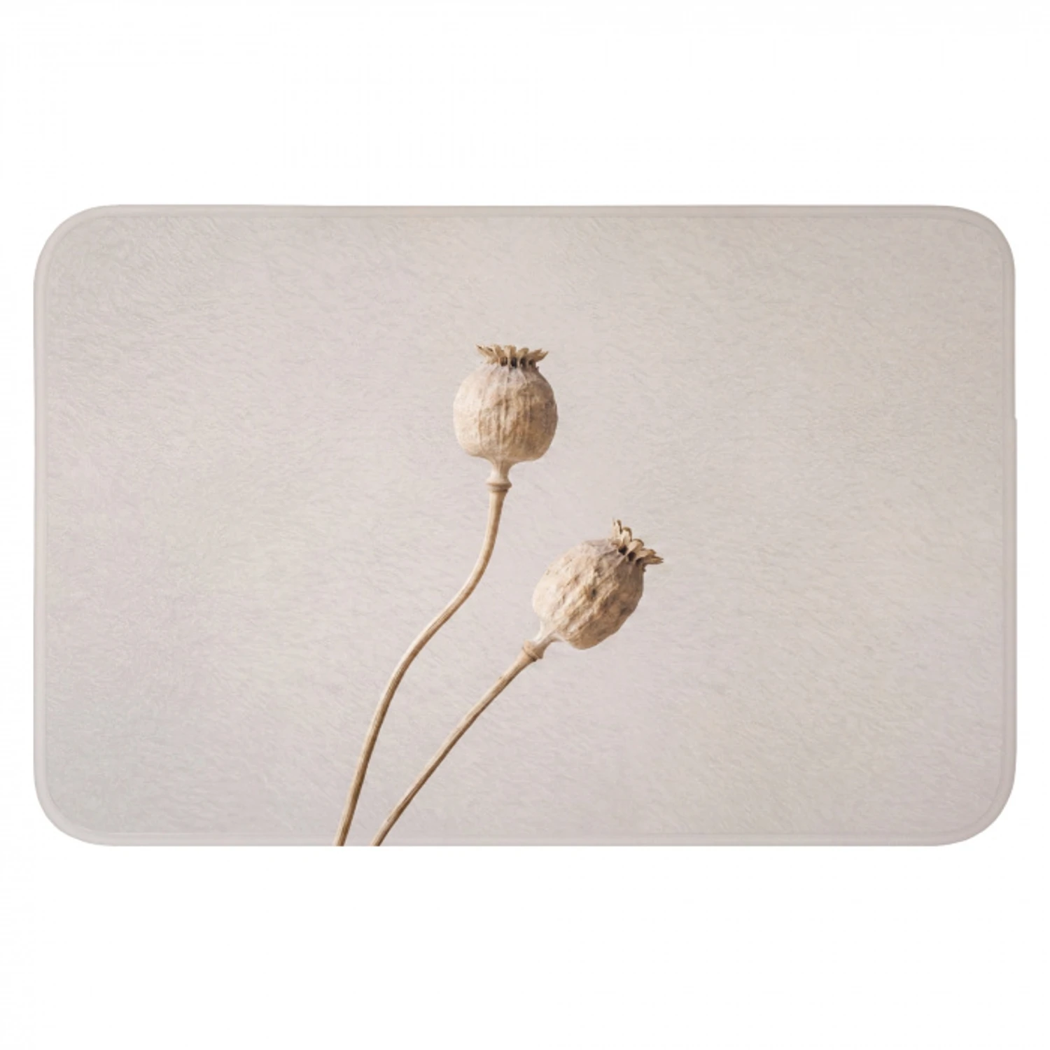 Papaverbollen - Droogbloemen - Minimalistisch - Beige - Rustig Badmat klein -3d