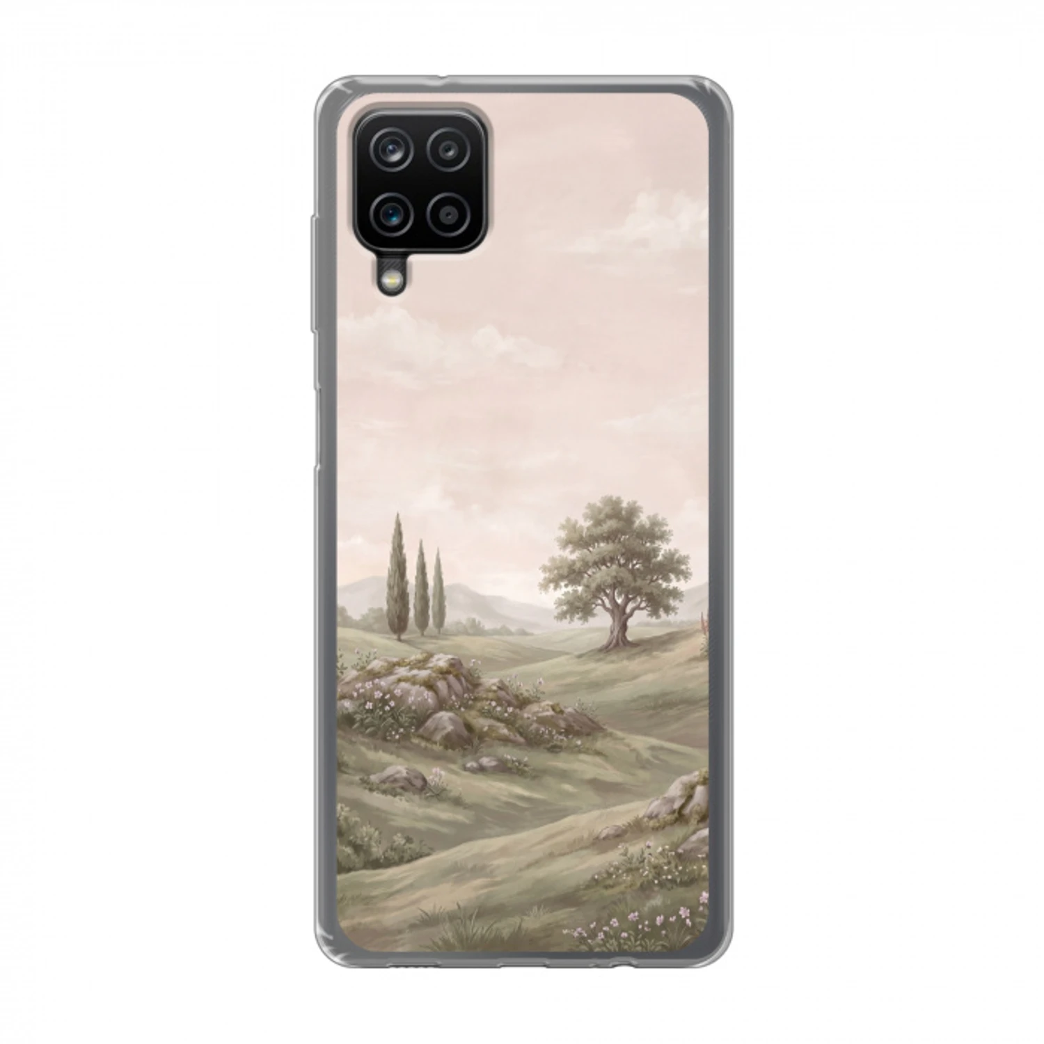 Heuvellandschap - Bomen - Natuur - Groen Telefoonhoesje Samsung Galaxy A12 klein -3d