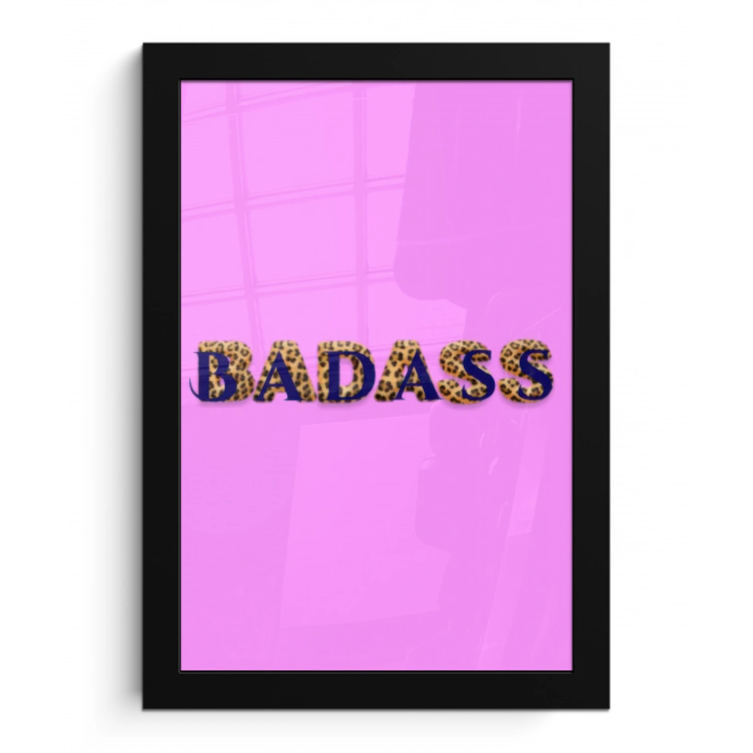 Felroze - Badass - Panterprint - Schaduw fotolijst zwart zonder passe partout klein -3d