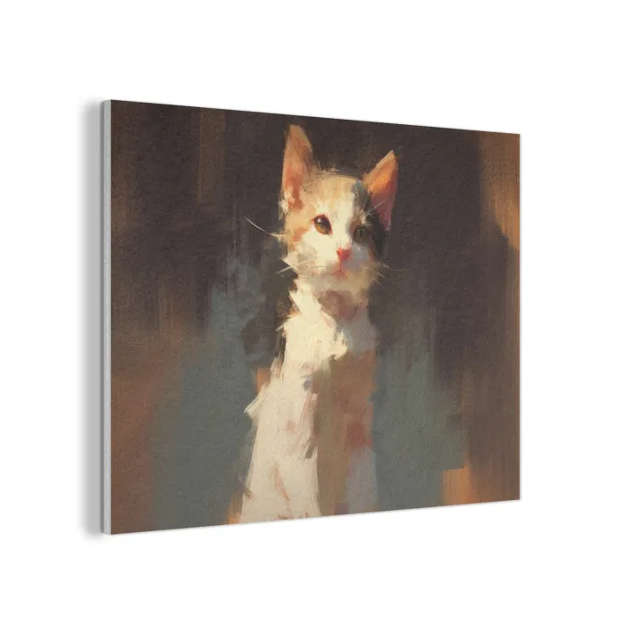 Kat - Geschilderd - Artistiek - Wit PET vilt klein -3d