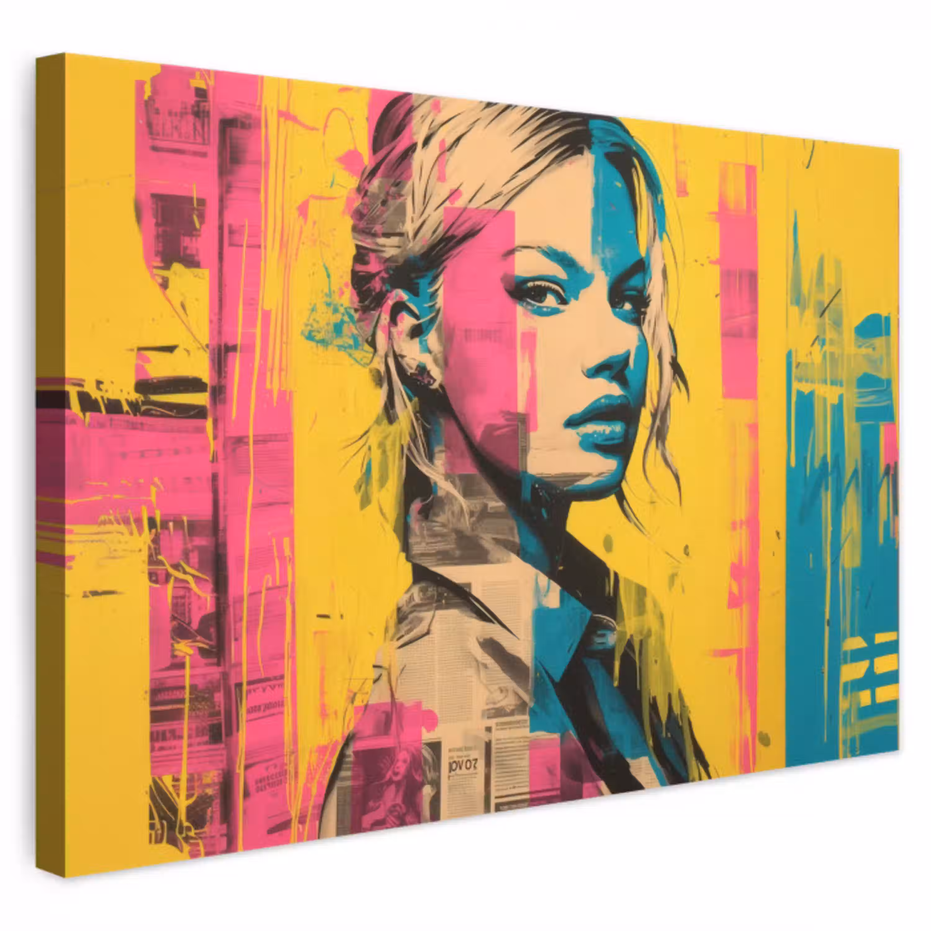 Vrouw - Verfstrepen - Gekleurd canvas 2cm klein -3d