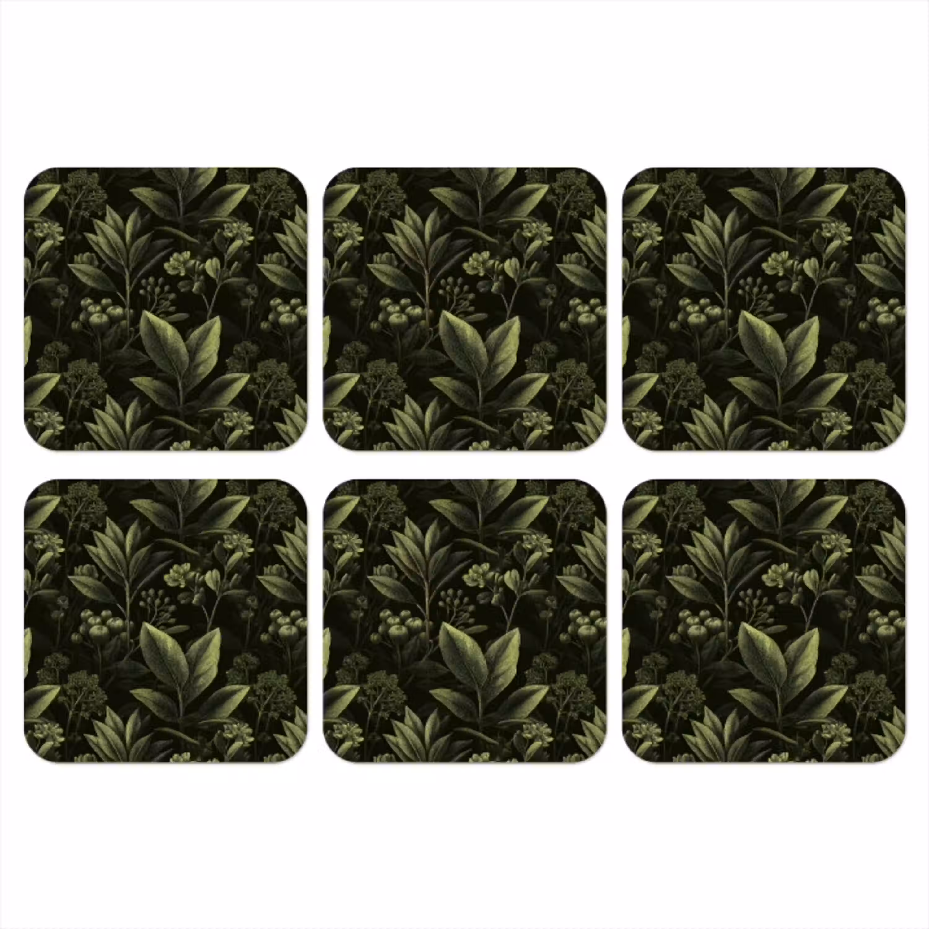 Klassiek - Donker - Botanisch - Planten onderzetter kurk middel 366 -3d