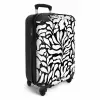 Abstract - Zwart/Wit Bloemenpatroon NBS - Handbagage koffer - Kinderen Unisex middel -productfoto_3d