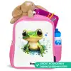 Groene kikker met grote ogen op witte achtergrond Kinderrugzak - Roze middel -inhoud_NL