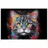 Kat - Graffiti - Dieren - Kleuren - Grijs poster papier klein -3d