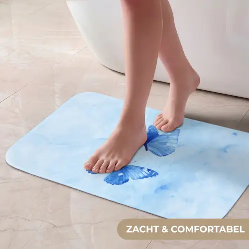 Vlinders - Sierlijk - Blauw Badmat klein -USP_ZachtNL