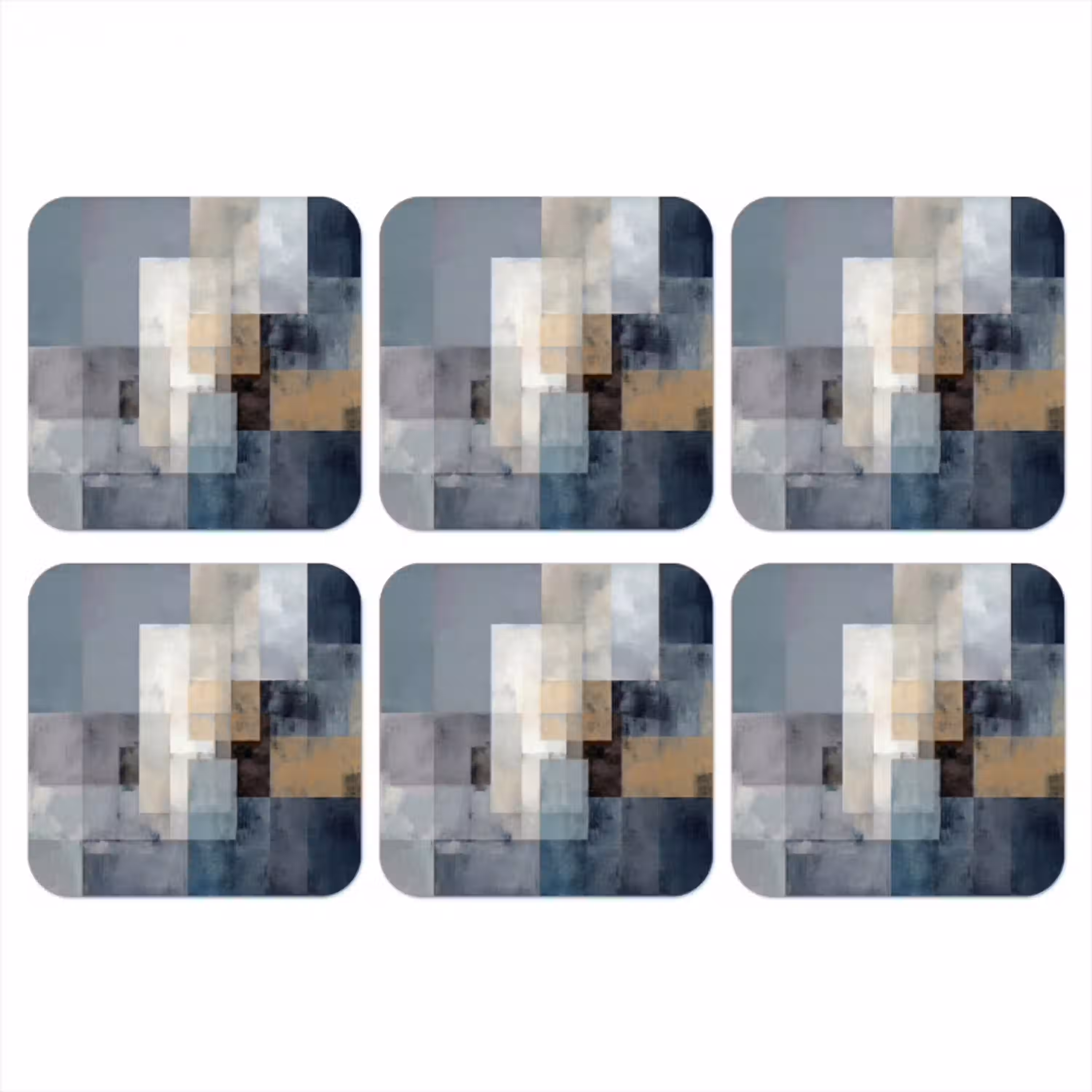 Rechthoeken - Abstract - Blauw onderzetter kurk middel -3d