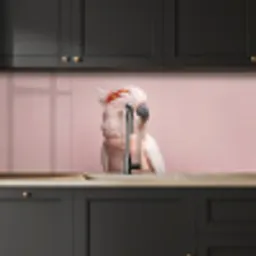 Kaketoe - Portret - Roze keuken achterwand 2 middel -sfeer1