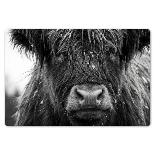 Schotse hooglander - Zwart - Wit - Sneeuwvlokken Placemat vinyl groot -zzsfeer1_Kitchenyeah-website