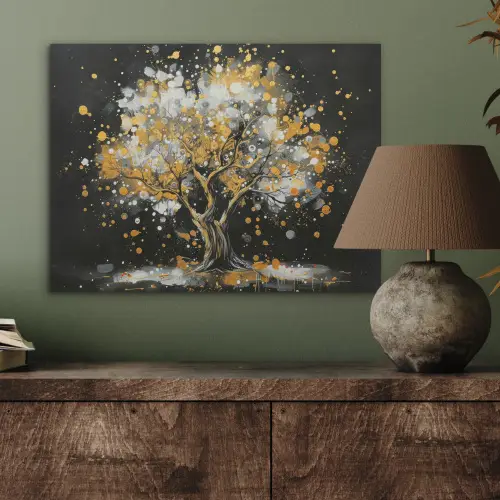 Boom - Zwart - Goud - Wit - Modern PET vilt klein -sfeer2