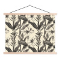 Klassiek - Botanisch - Zwart - Beige textielposter latten blank klein 122 -3d