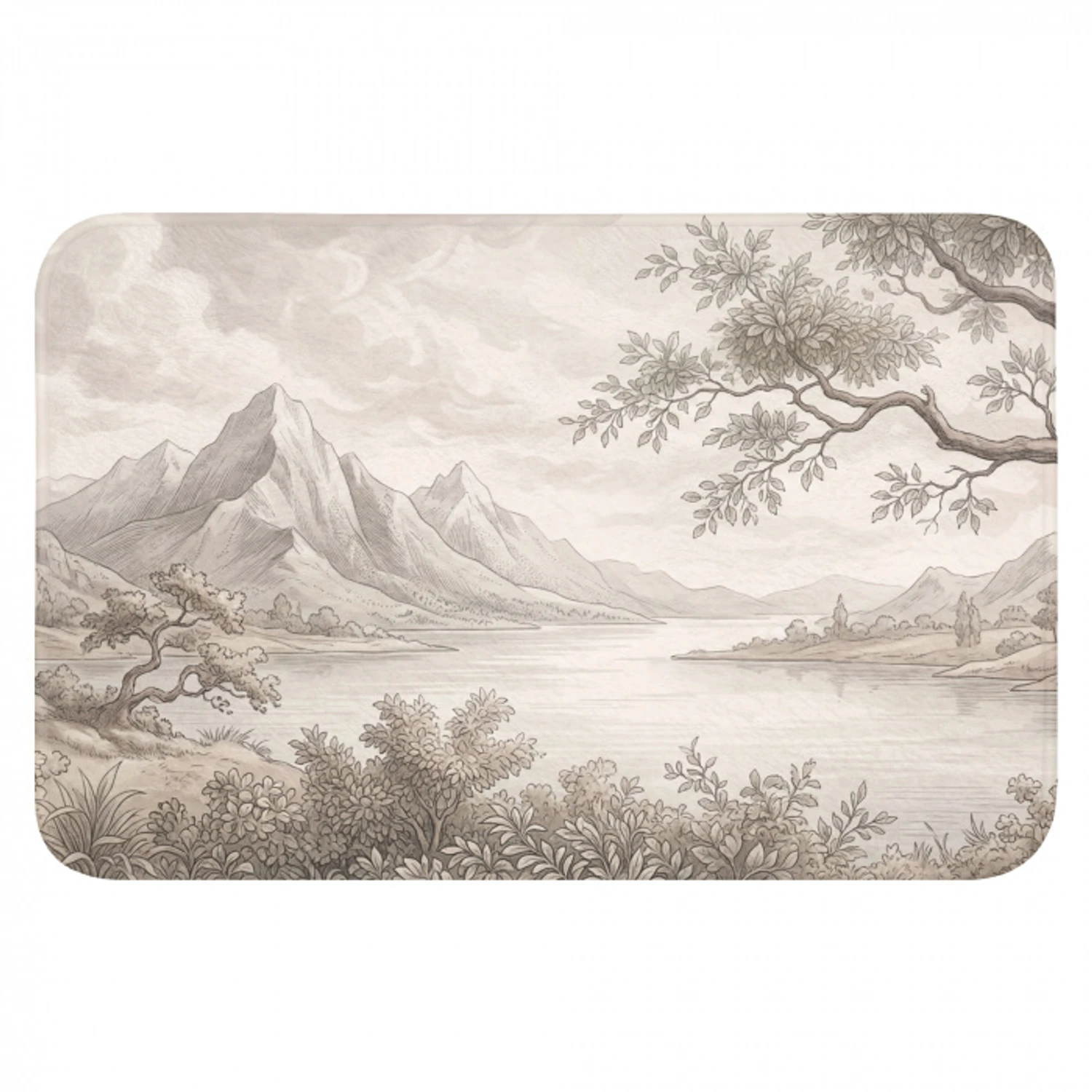 Landschap - Bergen - Meer - Natuur Badmat klein -3d