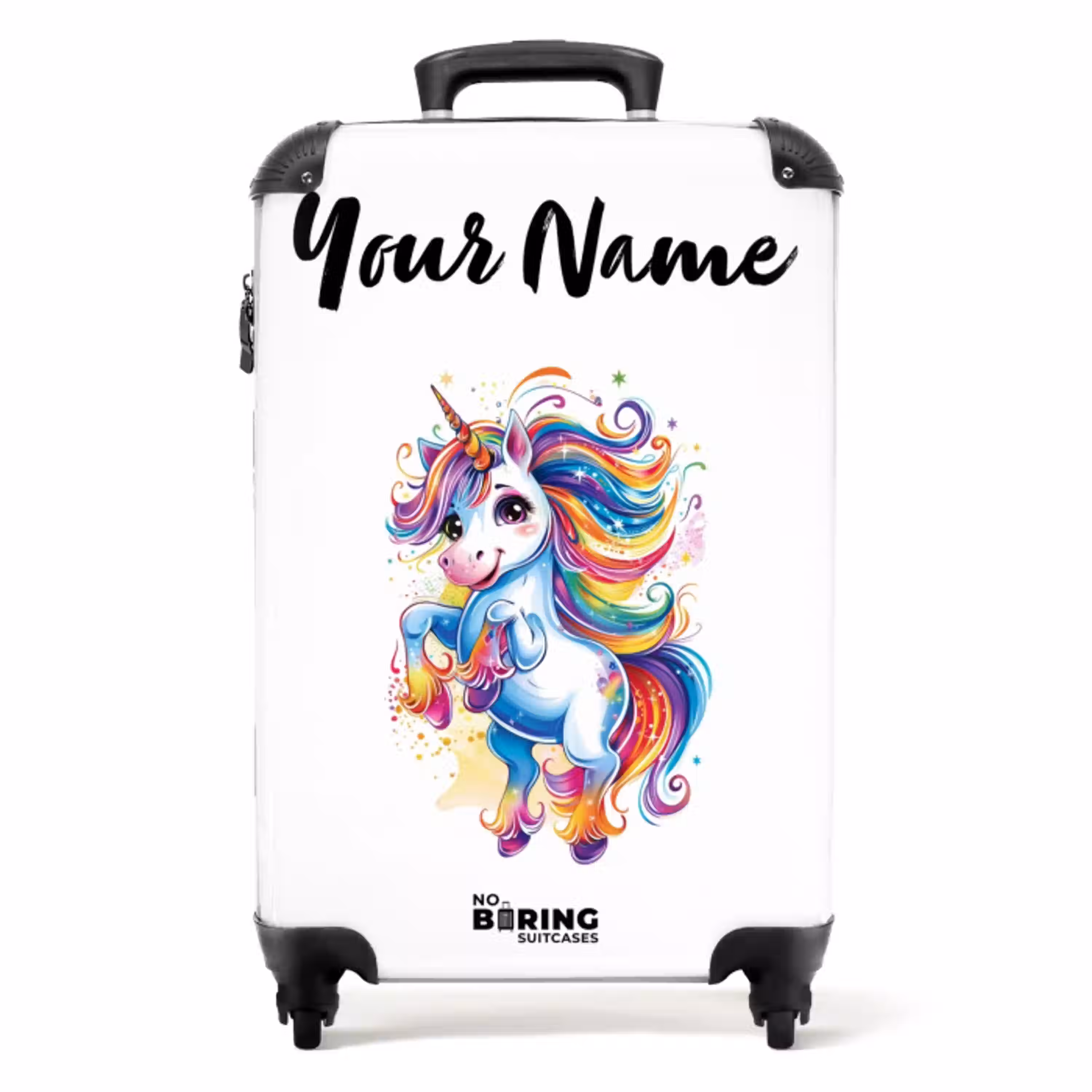 Steigerende Eenhoorn met Regenboogmanen NBS - Handbagage koffer - Kinderen Unisex middel -productfoto_recht