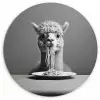 Alpaca - Pasta - Zwart - Wit - Grappig - Dieren Wandcirkel plexiglas klein -3d