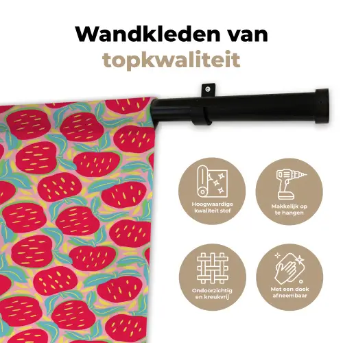 Appels - Rood - Stippen Wandkleed katoen klein 269 -sfeer2