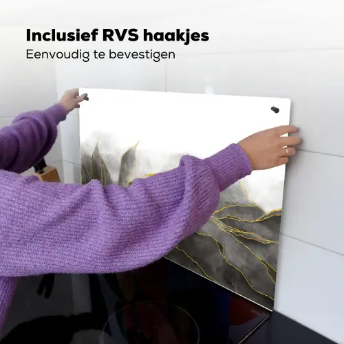 Marmer - Zwart - Goud - Luxe - Marmerlook Inductie beschemer met haakjes klein -ky-ophangen-nl