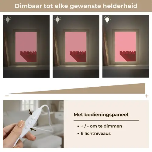 Dream - 3D - Rood - Roze Light Box met kabel (Tafellamp) klein -USP_dimbaarNL