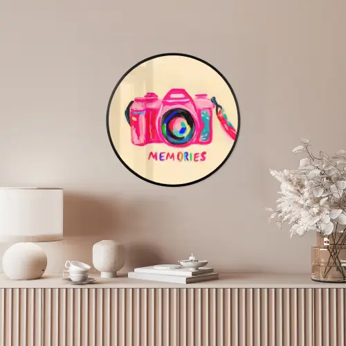 Camera - Memories - Roze - Geschilderd Fotolijst rond zonder passe partout klein -sfeer3