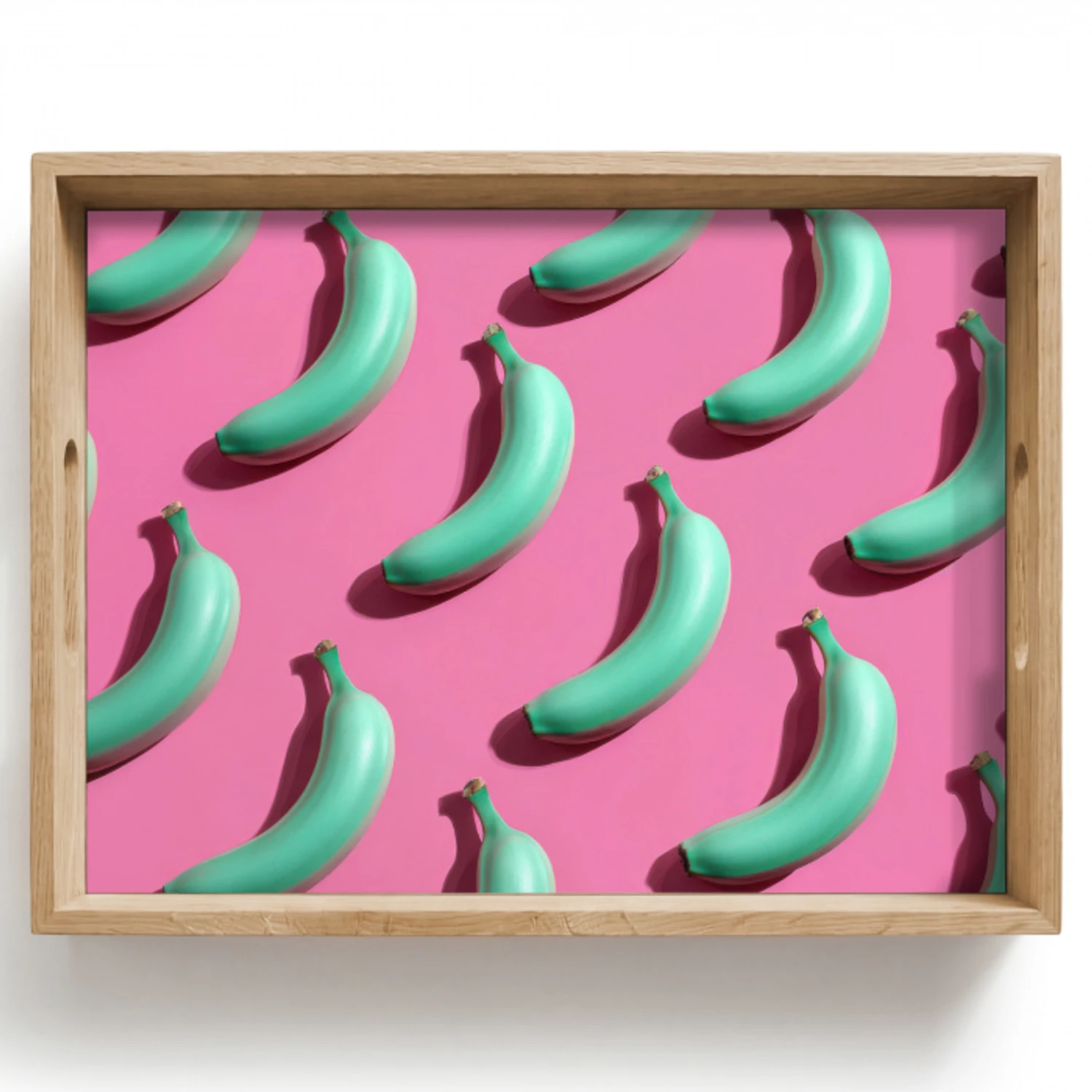 Bananen - Patroon - Blauw - Roze Dienblad Rechthoek middel -z3d_shopping