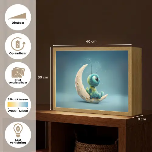 Maan - Ruimtewezen - Blauw Light Box met batterij (Wandlamp kind) middel -USP_websiteoverzichtNL