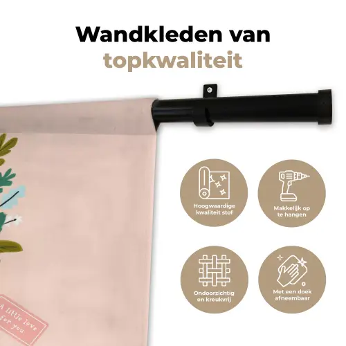 Boeket - Strikje - Kaartje - Quote Wandkleed katoen klein -sfeer2