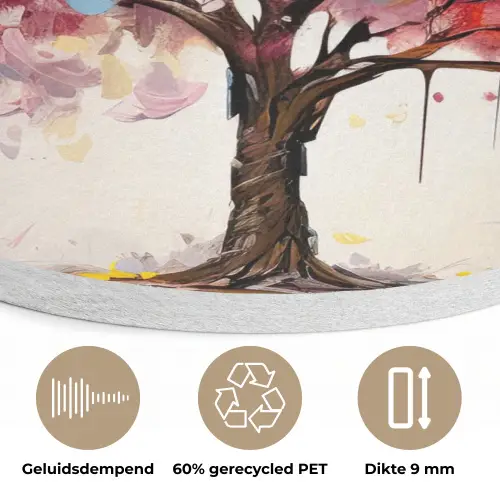 Aquarel - Boom - Kunst - Abstract Akoestische PET Vilt - Rond klein -closeup_NL