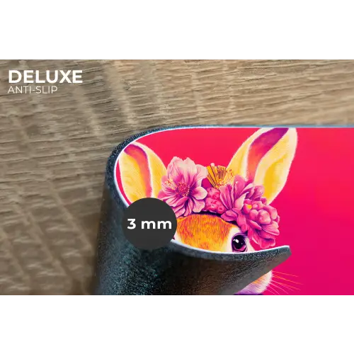 Konijn - Bloemen - Kleurrijk - Kimono Placemat vinyl groot -closeup