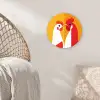Kippen - Oranje - Vlakken Wandcirkel kunststof plaat 5mm dik klein -sfeer5