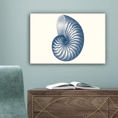 Blauw - Schelp - Spiraal canvas 2cm klein -sfeer4