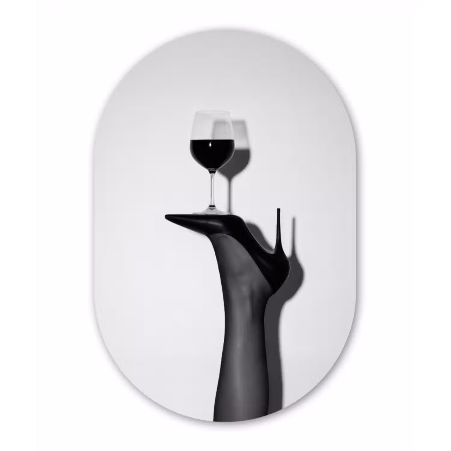 Glasbild Oval - Absatz - Wein - Minimalistisch - Schwarz