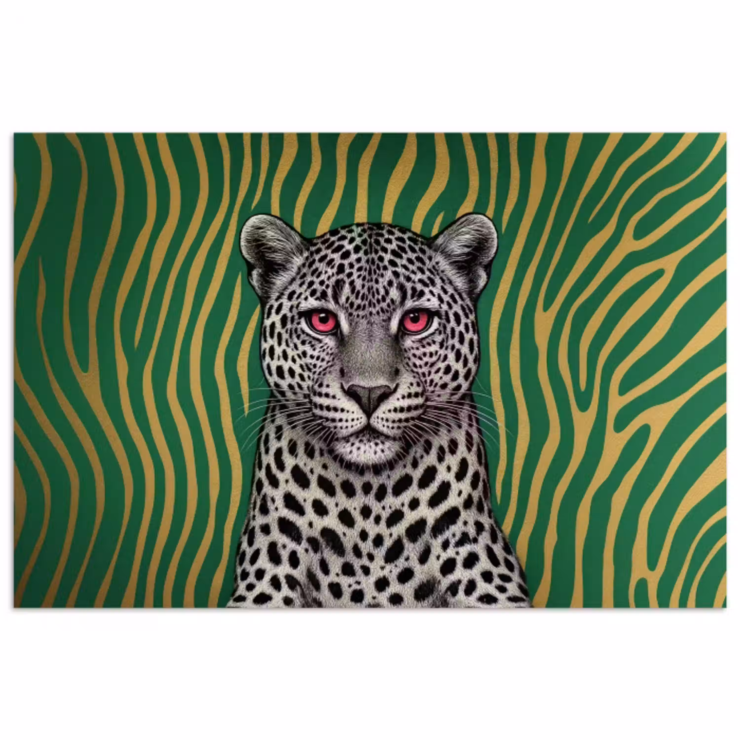 Panter - Zebrapatroon - Groen poster papier klein -3d
