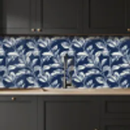 Botanisch - Patroon - Blauw keuken achterwand 2 middel 871 -sfeer1