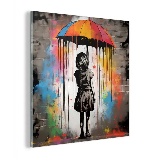 Meisje - Kunst - Paraplu - Graffiti - Kleuren - Muur plexiglas 5mm klein -z3d