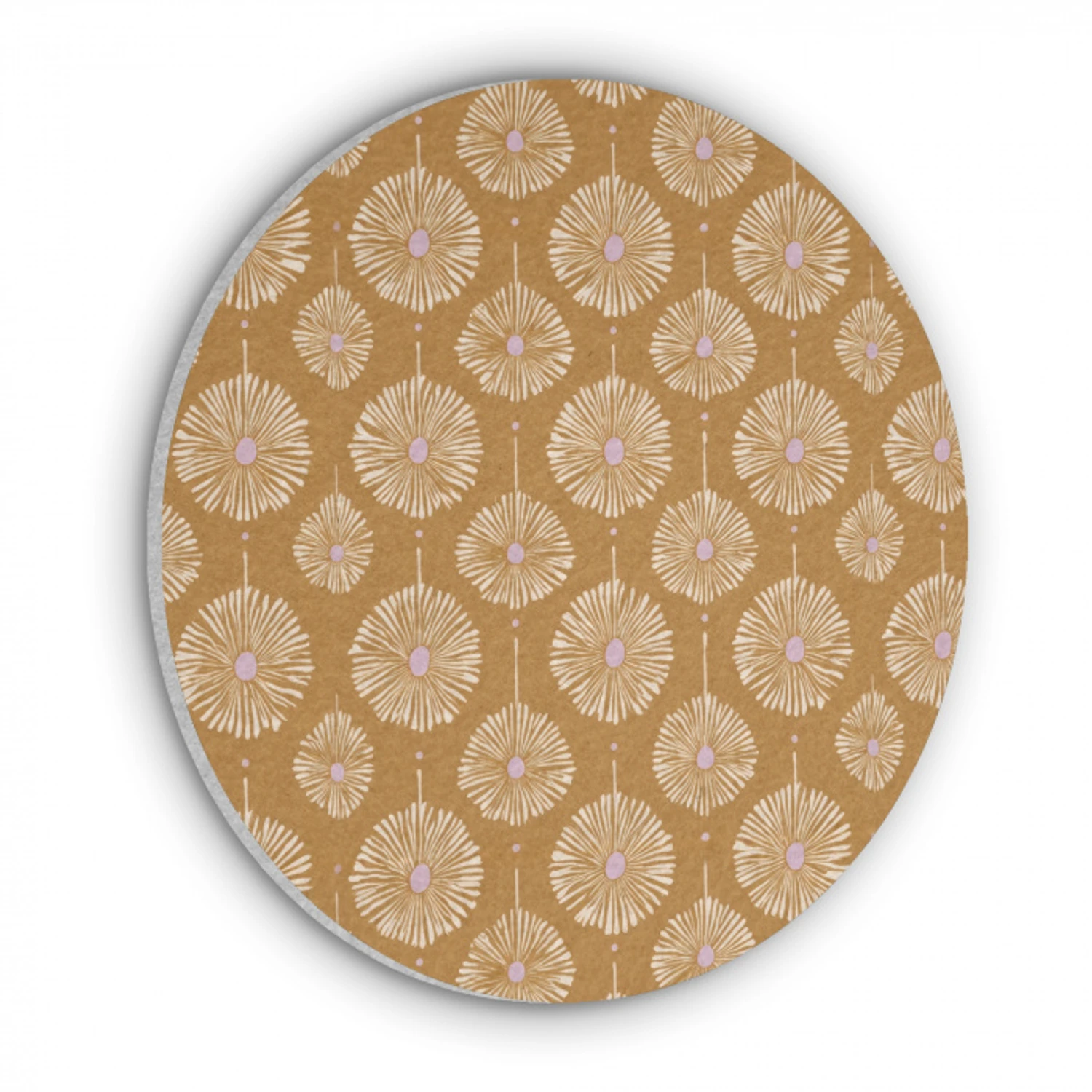 Bloemen - Modern - Oker Akoestische PET Vilt - Rond klein 838 -3d